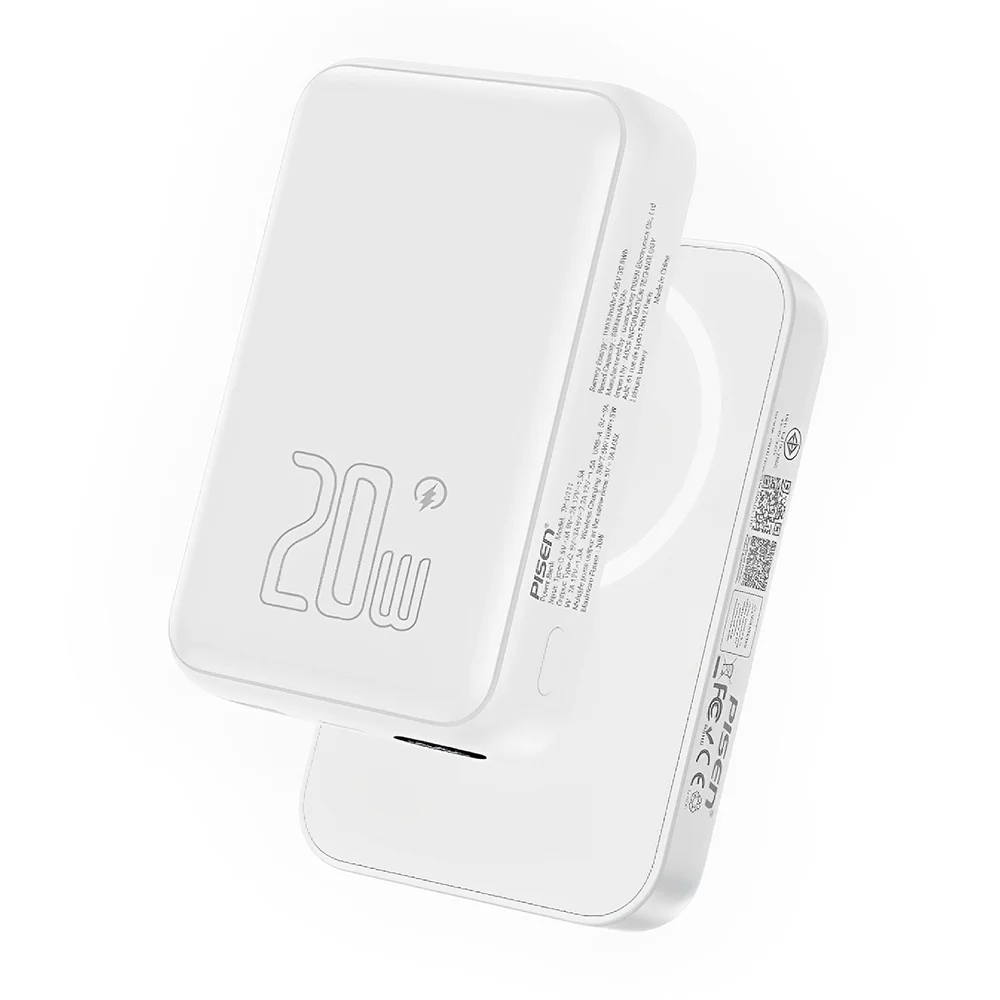 Power Bank Magsafe 10000mah Pisen Usb C Max. 30w Branca