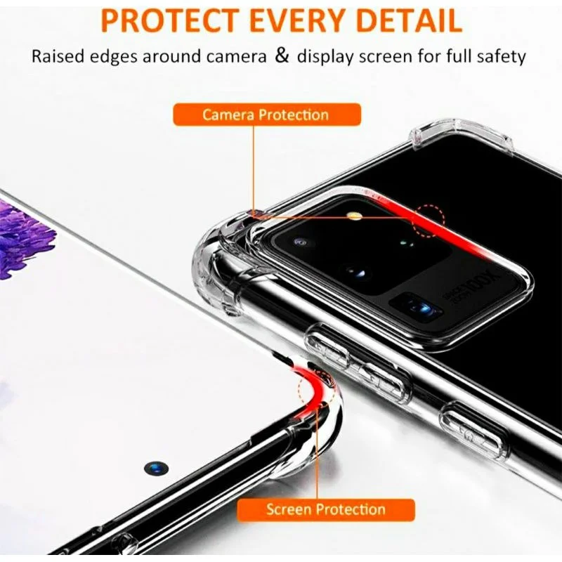 Capa Capinha Tranparente Silicone Linha S Samsung Antiqueda S8 S9 S9 Plus S10e S10 Lite/a91 S10 Plus S20 S20fe S20 Ultra