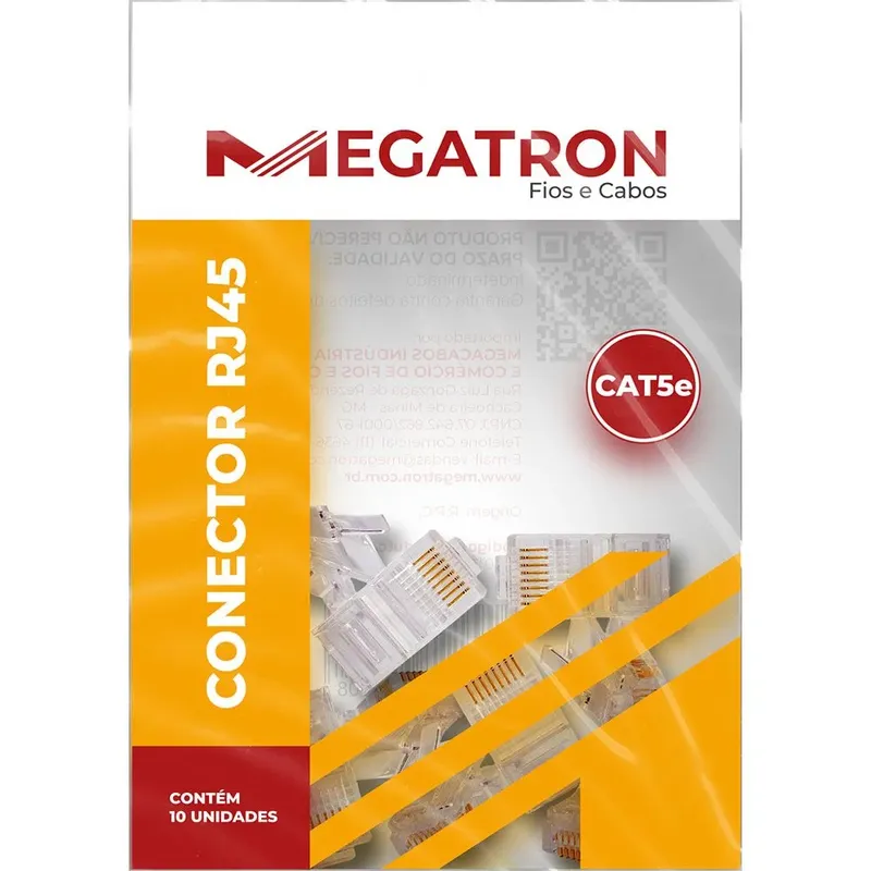 Conector Megatron Rj45 Cat.5e U/utp 8vias Pacote Com 10un
