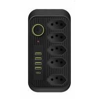 Extensão 5 Tomadas 4 Usb 1 Tipo C 1 Pd Led Bivolt 110v/220v :preto