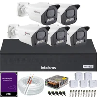 Kit 5 Câmeras Full Color C/áudio Dvr Intelbras 8ch 2TB Purple