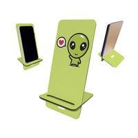 Porta Celular Mdf, Alien Verde Coração Kawaii