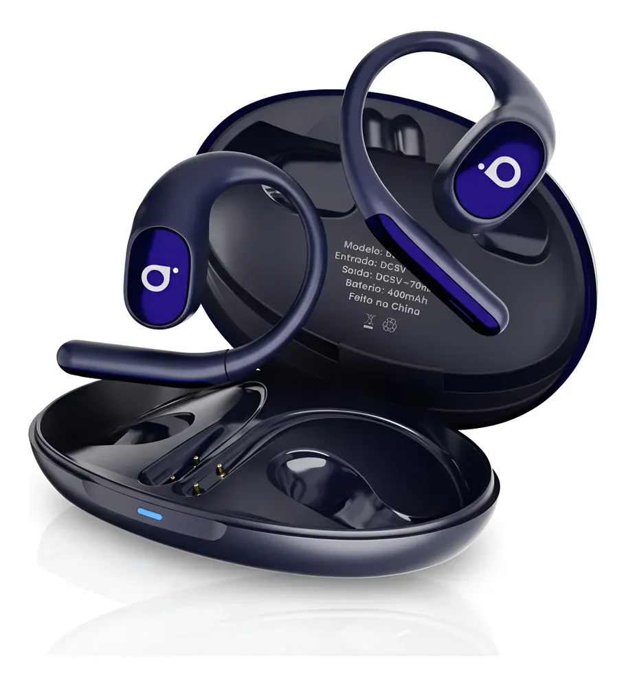 Fone Ouvido Esportivo Bluetooth Premiun +12 Horas De Duração Azul
