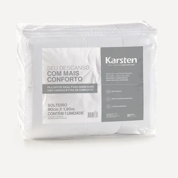Pillow Top Solteiro 100% Poliéster Conforto
