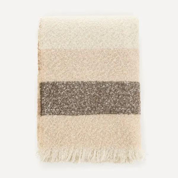 Manta de Tricot de Lã Escovada Lira Café Creme