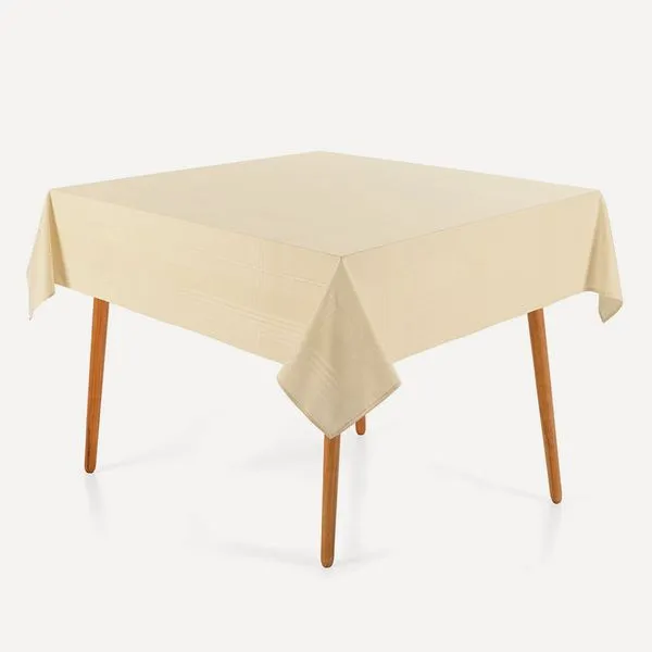 Toalha de Mesa Quadrada 8 Lugares Jacquard Fragnani Bege