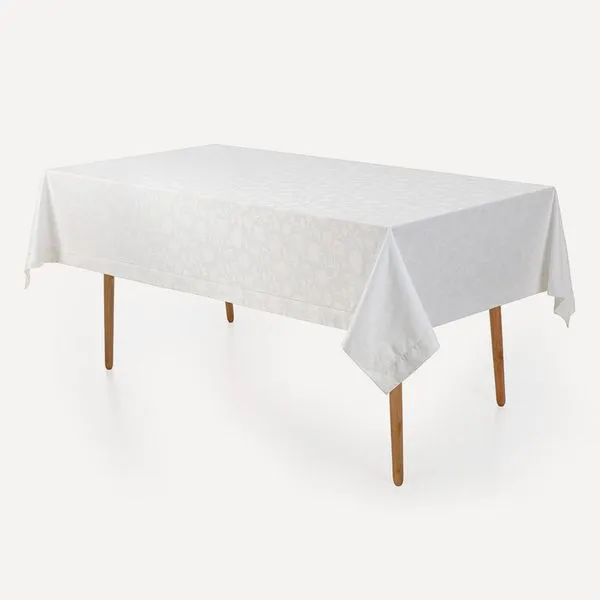 Toalha de Mesa Retangular 8 Lugares Easy Wash Victória Branco