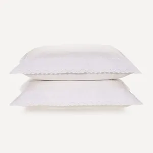Fronha 2 Peças 200 Fios Bordado Antônia Branco/Branco