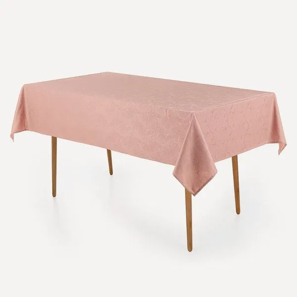 Toalha de Mesa Retangular 8 Lugares Jacquard Melli Rosa Vintage