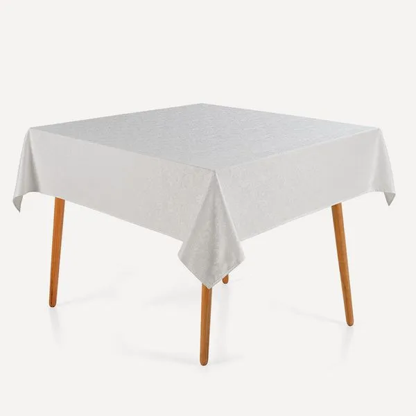 Toalha de Mesa Quadrada 8 Lugares Jacquard Blanka Branco