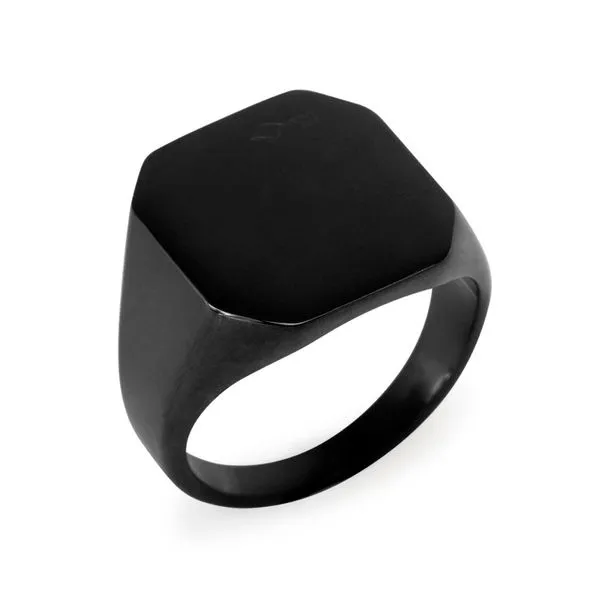 Anel Getz de Aço Preto Preta 19
