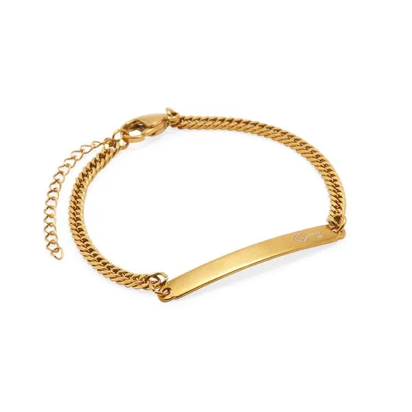 Pulseira Safra de Aço Dourado Personalizável Dourado Ajustável