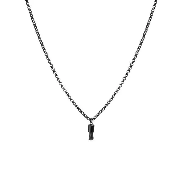 Colar Slade de Aço Preto e Pedra Natural Cristal Preta Preta 60