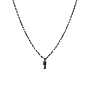 Colar Slade de Aço Preto e Pedra Natural Cristal Preta Preta 60
