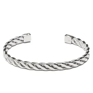 Bracelete Cuff Roosevelt de Aço Prata Único