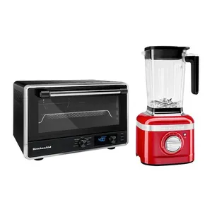 Combo Forno Multifunções com Air Fryer Black Matte + Liquidificador K400 KitchenAid Empire Red KOG21_KUA35AV_CJ 110V