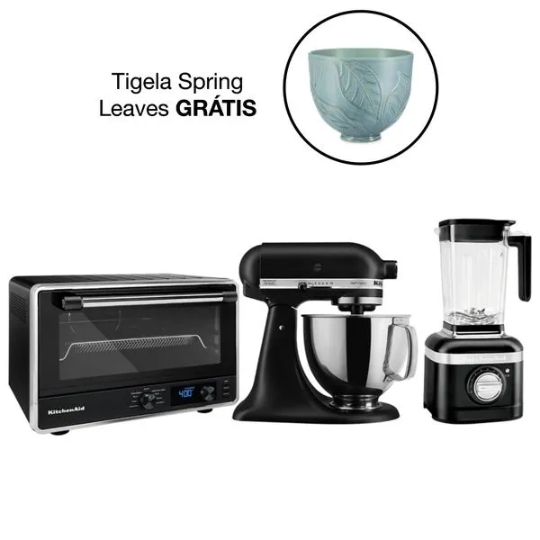 Forno Multifunções + Batedeira Artisan + Liquidificador K400 Black Matte KitchenAid - KOG21_KEA33_KUA35_CJ 110V
