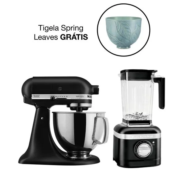 Combo Batedeira Artisan Black Matte (KEA33CP) + Liquidificador K400 Black Matte (KUA35AP) - KEA33P_KUA35P_CJ 110V