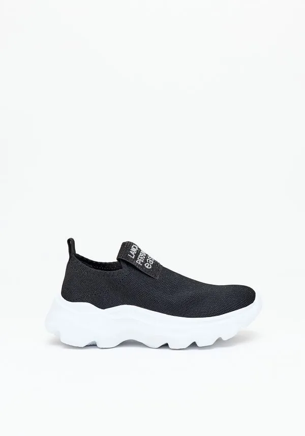 Tênis Knit Com Etiqueta De Brilho Preto 38
