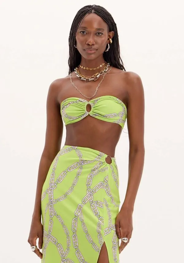 Top Cropped Estampado Verde PP