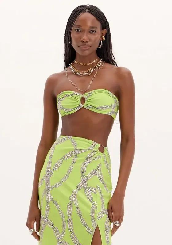 Top Cropped Estampado Verde P