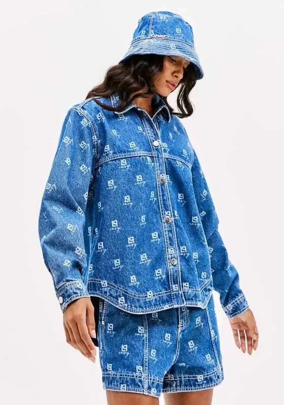 Camisa Jeans Alongada Manga Longa Azul M