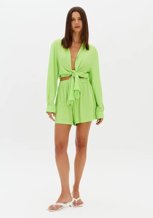 Short De Cintura Alta Verde PP