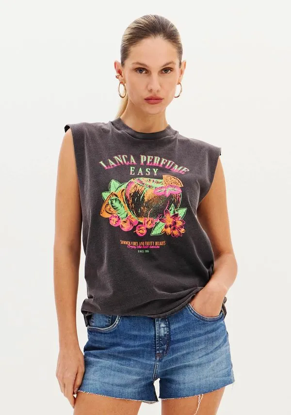 T-shirt Muscle Com Estampa Local Preto GG