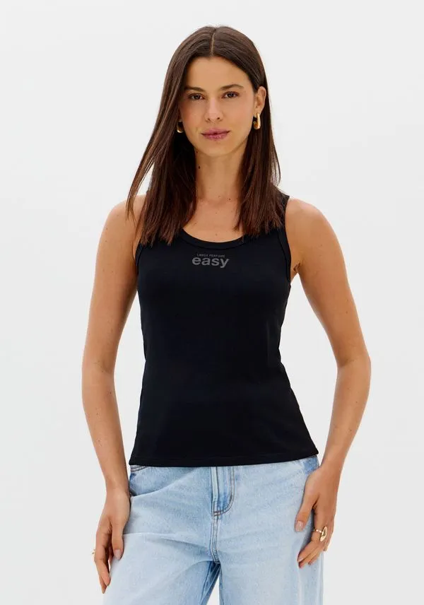Kit Com 2 Blusas Regatas Caneladas Preto G