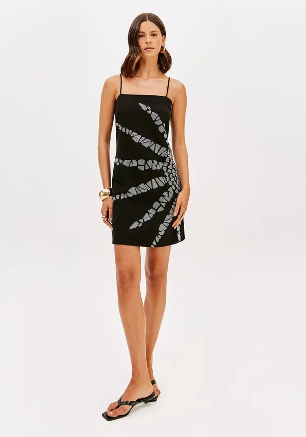Vestido Curto De Alças Com Brilhos Preto P