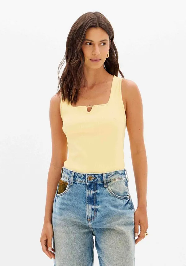 Blusa Canelada Sem Manga Amarelo P