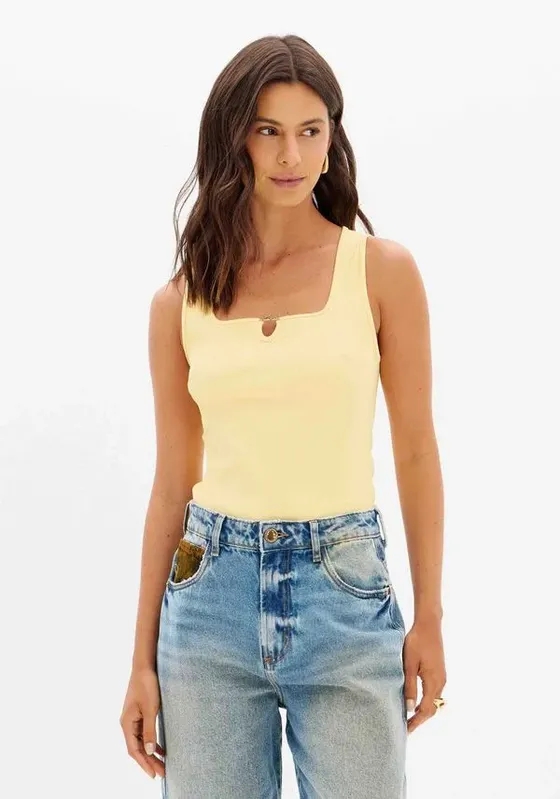 Blusa Canelada Sem Manga Amarelo P