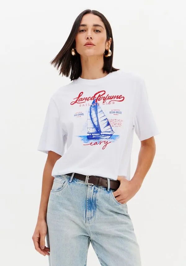 T-shirt Boyfriend Com Manga Curta Branco G