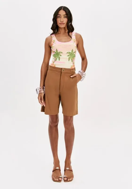 Body De Alças Estampado Laranja PP