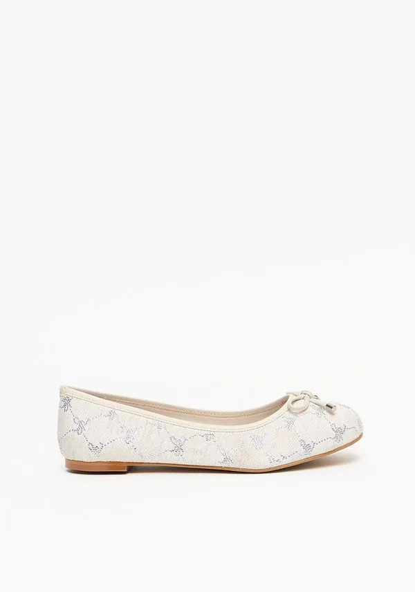 Sapatilha Monograma Strass Bege 35