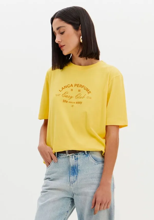 T-shirt Tradicional Com Estampa Easy Amarelo PP