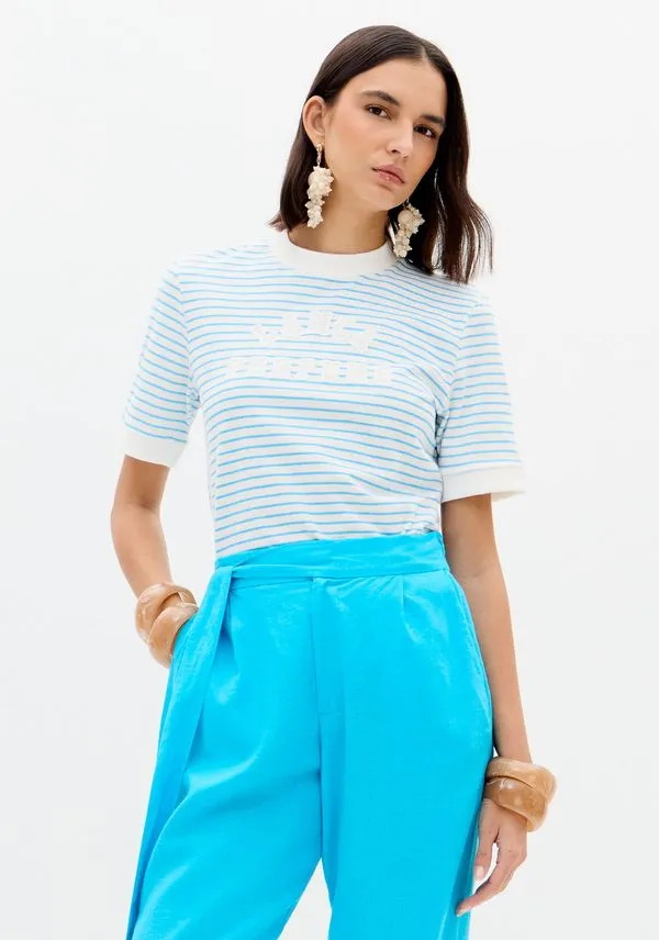 T-shirt Mangas Curtas Listrada Bege P