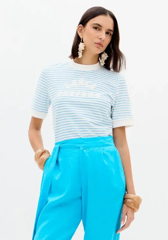 T-shirt Mangas Curtas Listrada Bege P