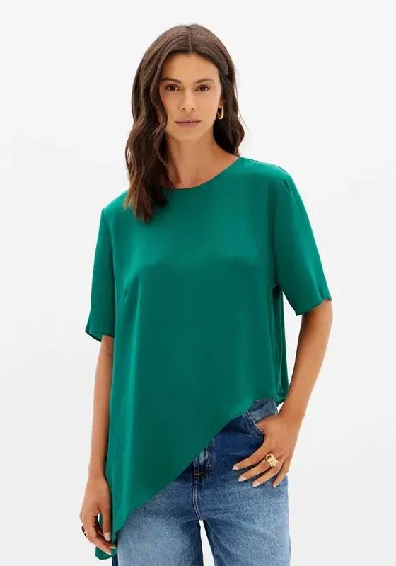 Blusa Alongada Manga Curta Verde P