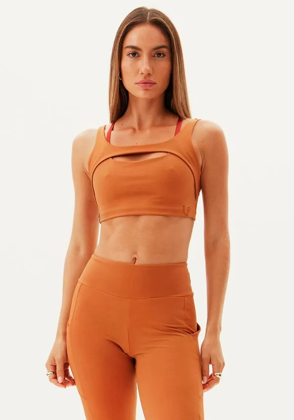 Top Sport Cropped De Alça Marrom PP