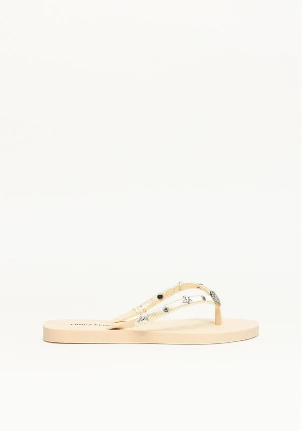 Chinelo De Tiras Com Enfeites Cinza 34