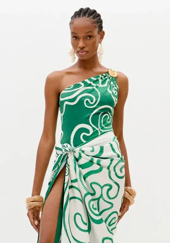 Body Ombro Único Com Aviamento Verde GG
