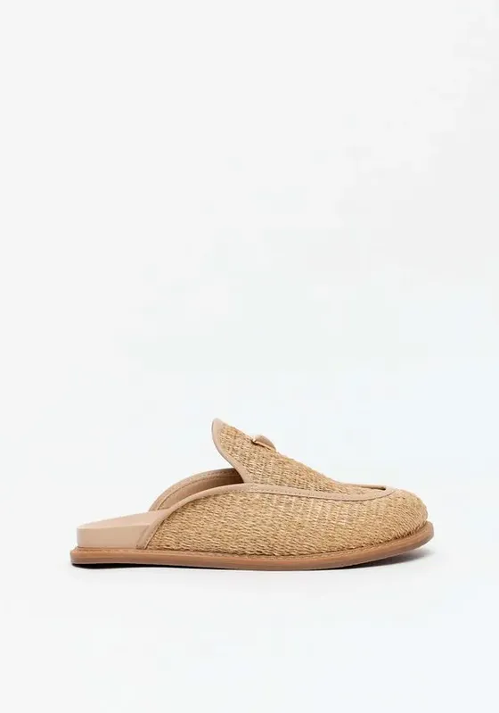 Mocassim Couro Com Palha Bege 35