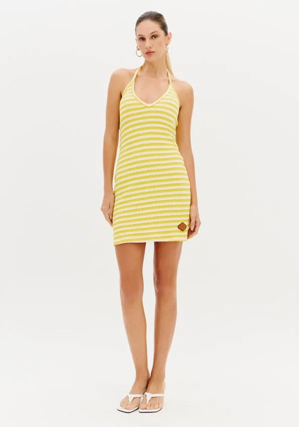 Vestido Curto Frente Única Decote V Amarelo GG
