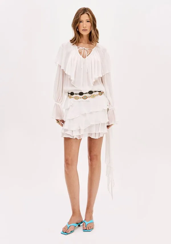 Blusa Manga Longa Decote V Branco M