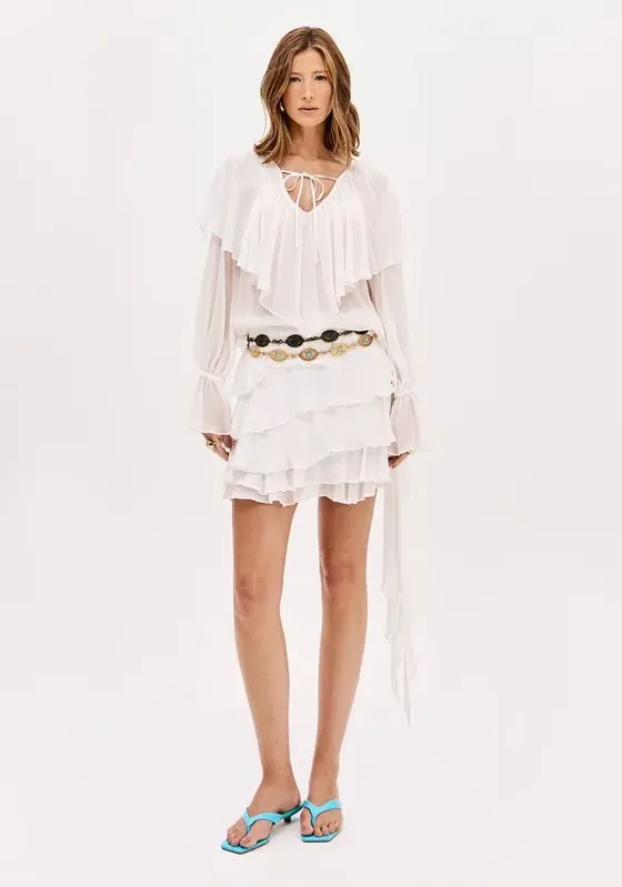 Blusa Manga Longa Decote V Branco M