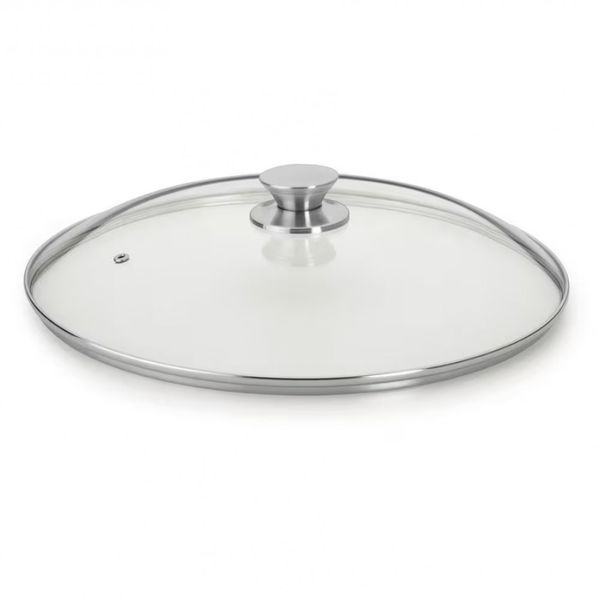 Tampa de Vidro Multiflon com Pomel Inox 34cm de Diâmetro Transparente