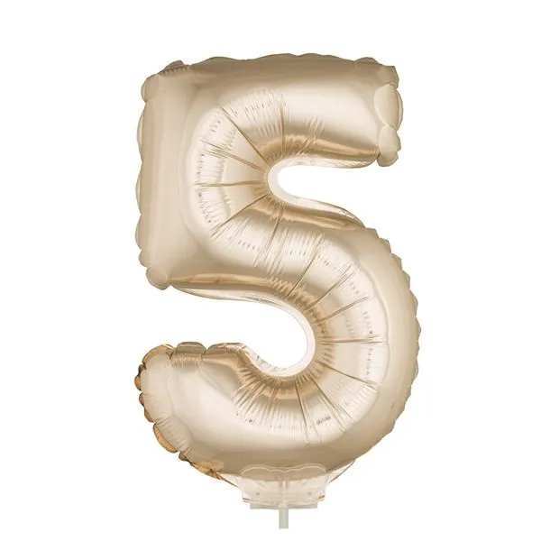 Balão Metalizado 16" Funny Número 5 Rosé Champagne com Suporte