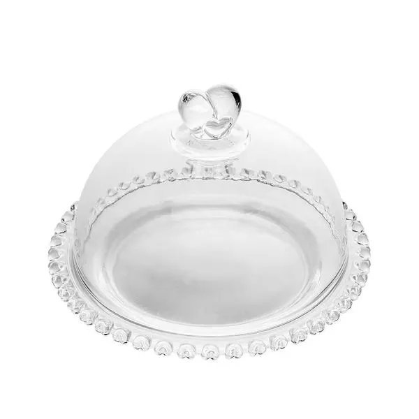 Queijeira de Cristal Coração com Tampa Decorativa Design Romântico Transparente Lyor Transparente