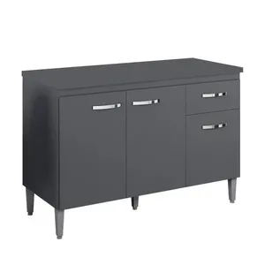 Balcão Cozinha Gabriela 3 Porta 120cm S-t Ajl Cinza